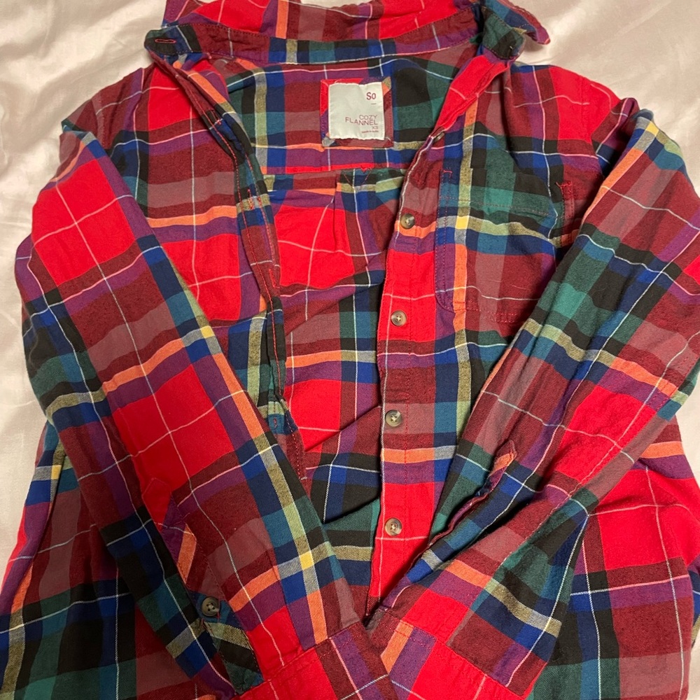 xs red & green flannel